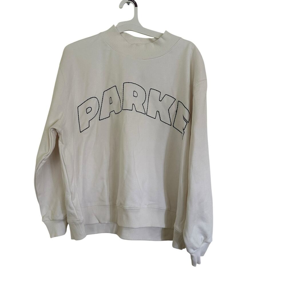 Parke x Target cream French terry cotton mockneck pullover sweatshirt NWT - Picture 2 of 6